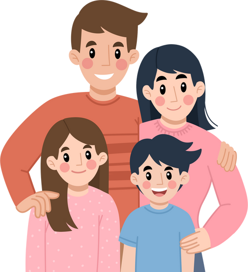 Happy Family Portrait Illustration